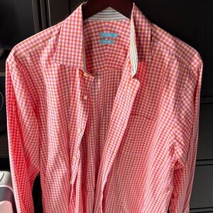 J. McLaughlin Pink and Orange Checkered Shirt